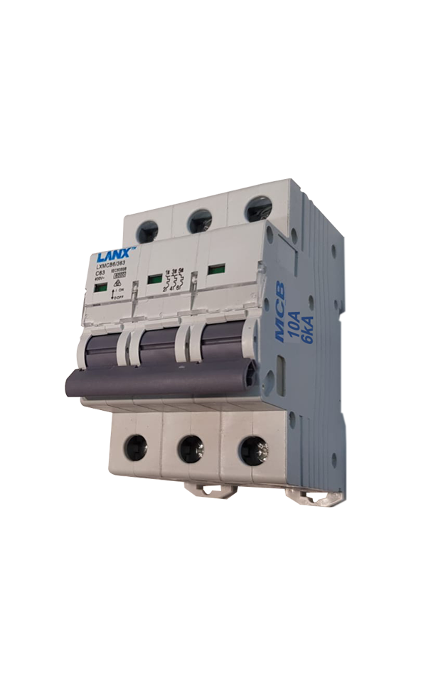 3 Pole 10A Three Phase Circuit Breaker 6KA C Curve MCB